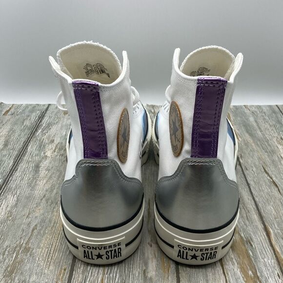Women’s Converse All Star Lift Platform Chrome Sneaker Shoes Size 10 - Picture 4 of 15
